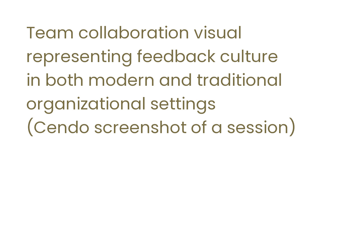 Team collaboration visual representing feedback culture in both modern and traditional organizational settings